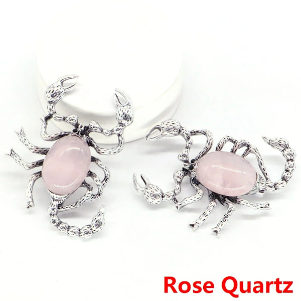 2\" Scorpion Insekt Brosjer Naturlig Helbredende Krystall Stein Pin Halskjede Anheng Mote Smykker Pub Tilbehør For Kvinner Menn Gaver Rose Quartz Rose Quartz 5 pcs