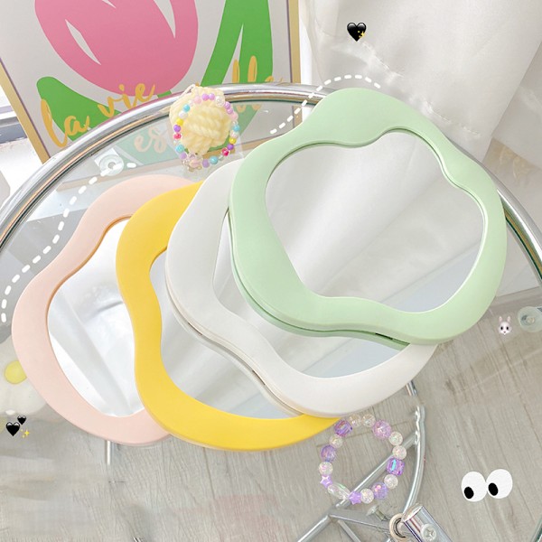 1 kpl Epäsäännöllinen Meikkipöytäpeili Kannettava Meikkipöytäpeili White Circle