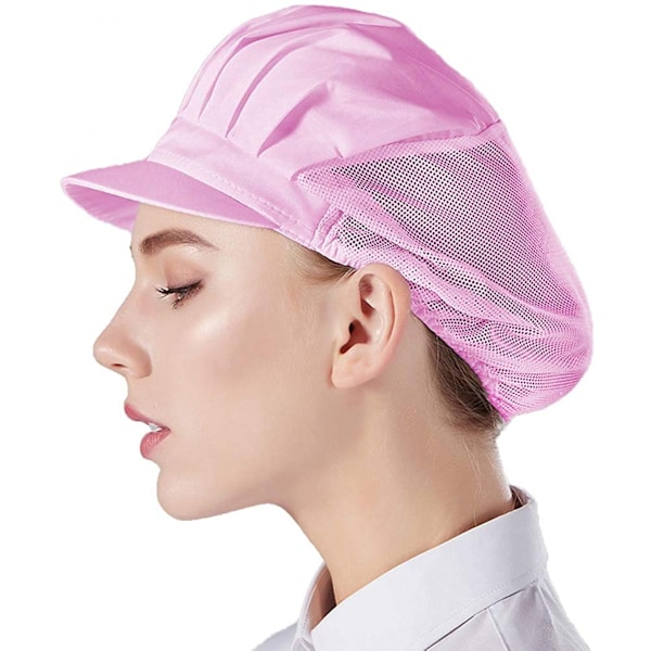 3 pcs Chef's hat Kitchen Cap Food service Hair net (54-56 cm), Pink