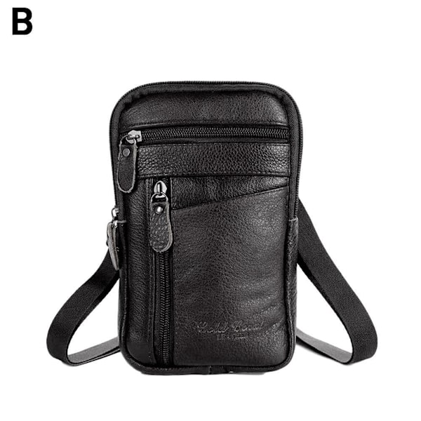 Herre Læder Mobiltelefon Taske Bæltetaske Crossbody Midje P - spot black One-size