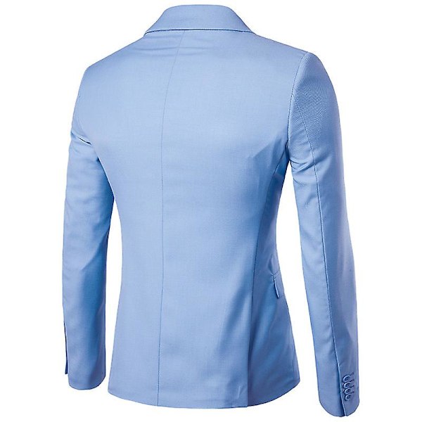 Mænds Casual Sportjakke 1-Knaps Suit Blazer, Slim Fit Daglig Letvægtsjakker Blue XL