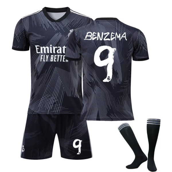 22-23 Real Madrid 120-vuotisjuhla Y3 yhteinen pelipaita setti nro 9 Benzema nro 20 Vinicius Jalkapallopaita Thaimaalainen painos Size 9 with socks Size 26 140-150cm