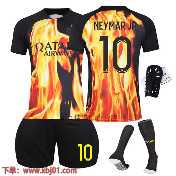 22-23 Paris special edition gemensam fotbollströja 7 Mbappe 10 Neymar 30 Messi barn vuxen tröja No. 10 + Socks Protector 18 yards