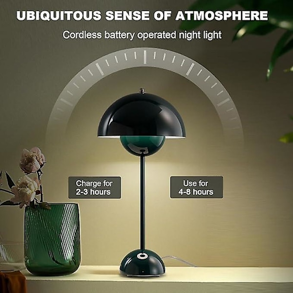 LED blomsterpot bordlampe, moderne Macaron lampe, dimbar bordlampe med 8 farger Green