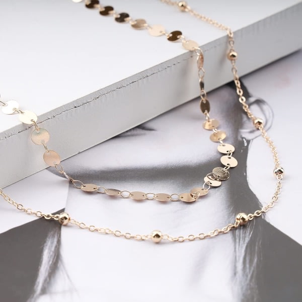 Guld paljetter 2-delad magkedja Sexig Set Sele Pärlor Body Chain Bohemian Smycken För Kvinnor Flickor