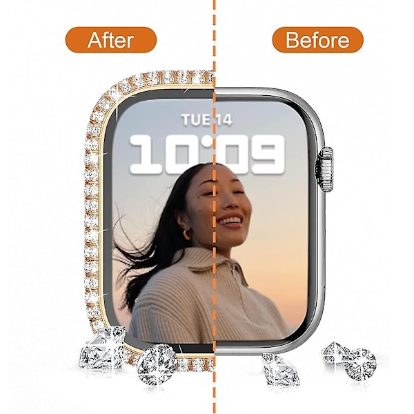 Cover til Apple Watch Case 45 mm 41 mm 40 mm 44 mm Tilbehør Diamant Skærmbeskytter Hærdet Glas Iwatch Series 7 3 4 8 5 6 Watch 45mm series 7 8 45mm series 7 8 black