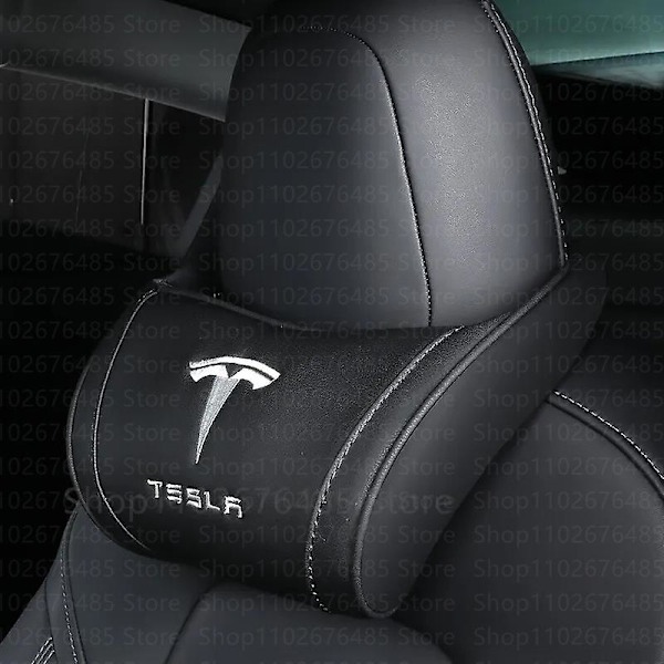 Lærbilhodestøtte for Tesla Model 3 XSY 2022 Lumbar Pute Reisehodestøtter Tesla Model Y 2023 Tilbehør Bilinteriør black headrest