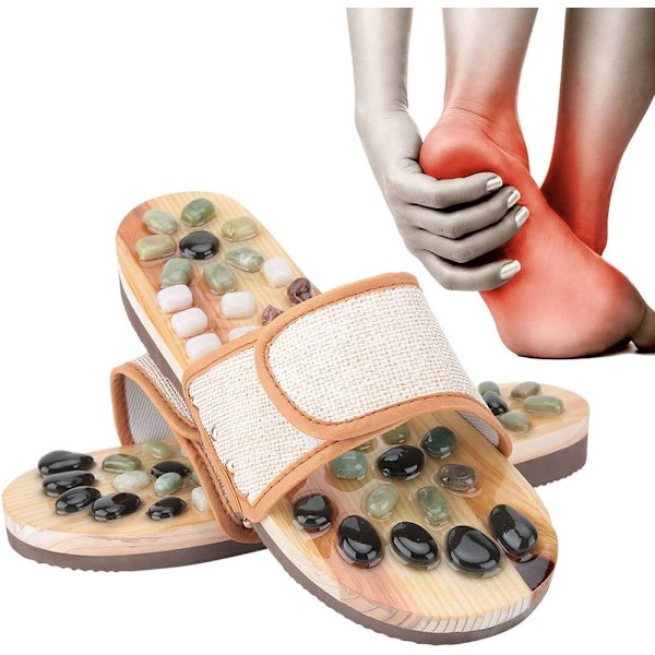 Akupressur Fodmassager, Refleksologi Massagesandaler Slides, Tøfler Pebble Fodtøfler (Størrelse: 42) 42