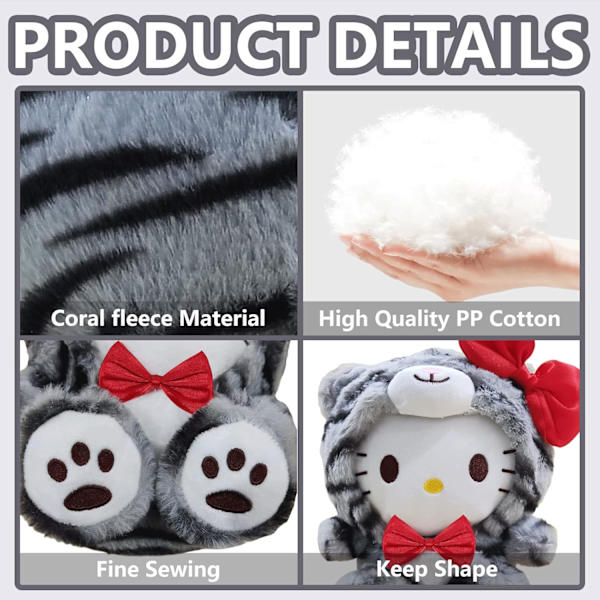 Kawaii Kitty Plyslegetøj, 8,66 tommer Sød Tegneserie Kitty Tiger Plushie, Bløde Dyr