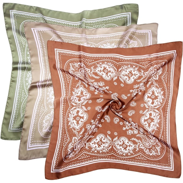 3 stk. 70 cm satin hovedtørklæde hår tørklæde silke hovedtørklæde silke bandana