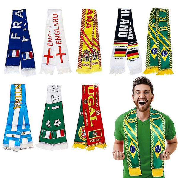 2023 Jalkapallon maajoukkueen huivi Tupsu Muistoesineet Maat Teema Polyester Kustomoitu Logo Jalkapallo Faneille Brasilia