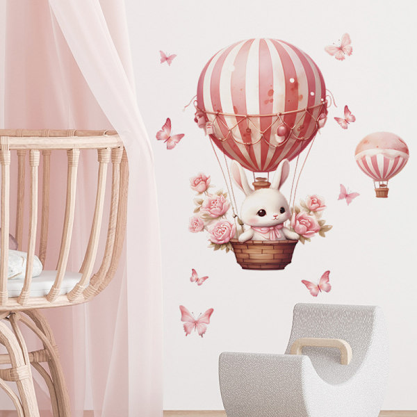 Flyvemaskine dyre vægdekoration, lyse farver babyværelse vægdekoration, vægdekoration til børneværelse dyr, 104 x 30 cm (B x H), DIY elefant giraf