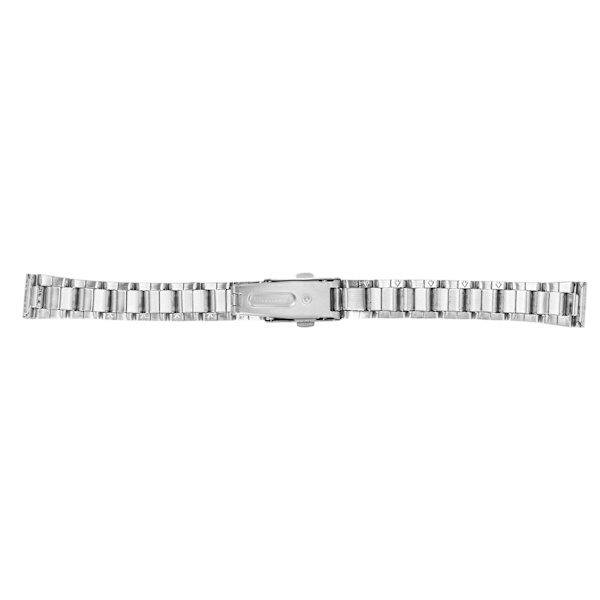 Metallklockarmband Snabbkoppling Fällbart Spänne Dubbel Knapp Rostfritt Stålklockarmband för Män Kvinnor Silver 12mm/0.47in