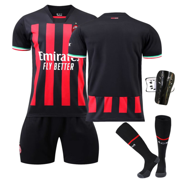 22-23 AC Milan hem ny nr 11 Ibrahimovic 9 Giroud 17 Leo 19 Theo fotbollströja uniform sportkläder No. 9 with socks + protective gear #28