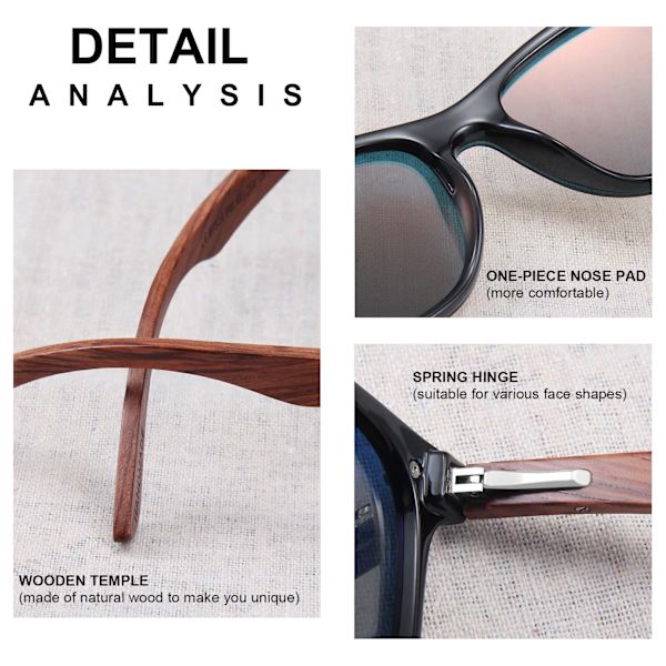 Bambuiset polarisoidut miesten mukautetut design-aurinkolasit logo puiset aurinkolasit 2024 1504M-5 Hot Selling Wooden Sunglasses