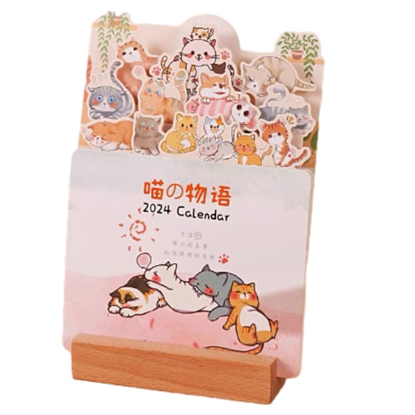 2024 Bloomy Flowers Skrivebords Kalender Høydefinisjon Avtakbar Kalender for Stue meow