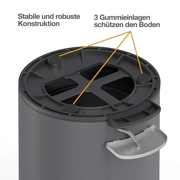 5 Liters Pedalhink i Rostfritt Stål Svart Matt med Automatisk Nedfällbart Lock Tyst Stängning Softclose med Innerhink Kosmetikhink Soptunna Soptunna
