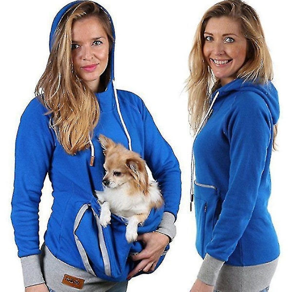 Hoodie med lommer til kæledyr til hunde og katte til unisex Hoodie Hu Pocket BLÅ BLUE 2XL