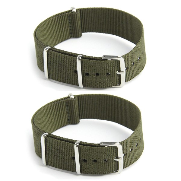 2x klocka Militär Nylon Canvas Dykare G10 Herr Färg: Grön Bredd: 18mm