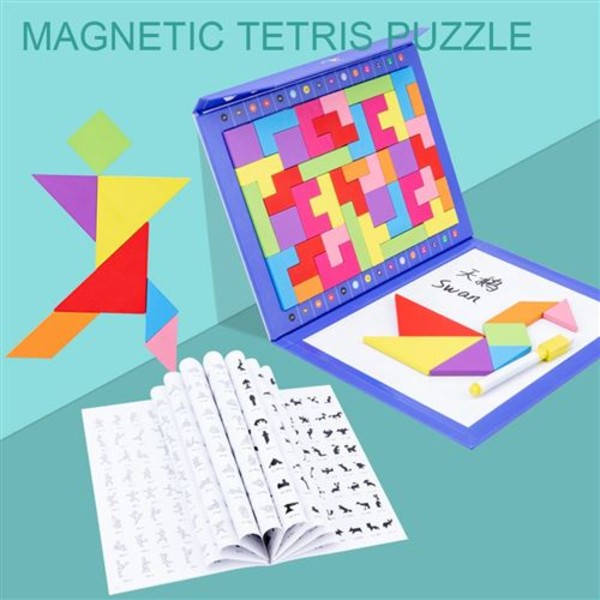 Multifunktionel Tangram Magnetisk Tetris Magnetisk Puslespil -