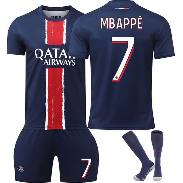 Nytt 24-25 Paris fotbollströja nr 7 Mbappe 19 Li Gangren 10 Dembele tröja barn vuxen kostym Size 7 socks 28