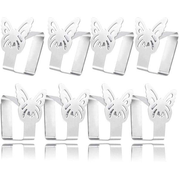 Stofklemmer 8-pak i rustfrit stål Cover clips Stofholder Sommerfugledesign 8 pcs