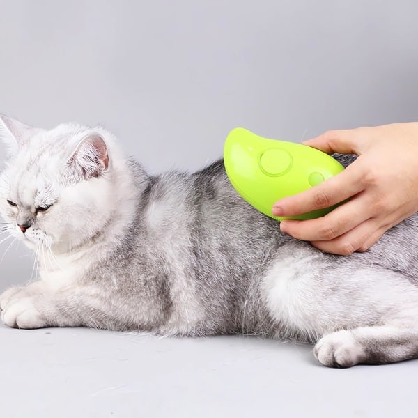 Dampbørste til kat, selvrensende dampbørste til kat til fjernelse af filtret og løst hår, kæm til fjernelse af dyrehår til hund