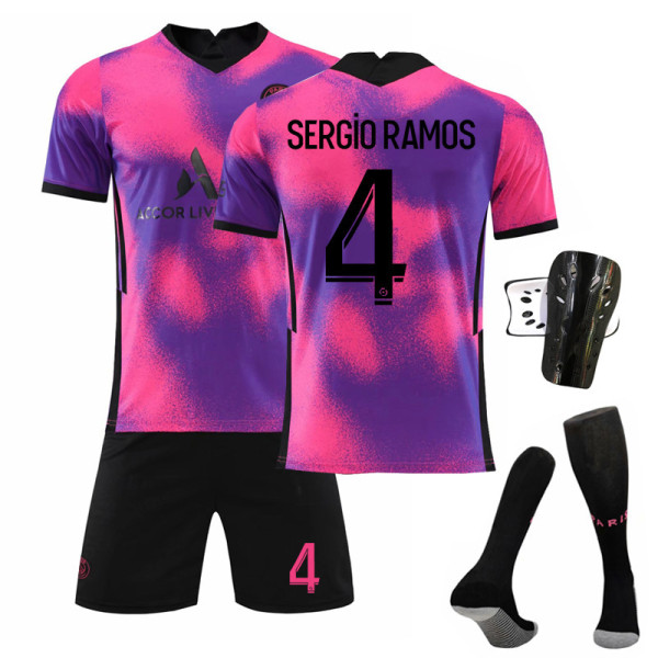 2021 Brasilien L tredje borta rosa nr 7 Mbappe fotbollströja nr 4 Ramos tröja nr 30 Messi dräkt No. 11 with socks 18#