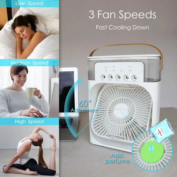 Mini køler Luftfugter Luftkøler Ventilator Luftfugter Ventilator Luft Vandkøler Isventilator Bærbar dør Green