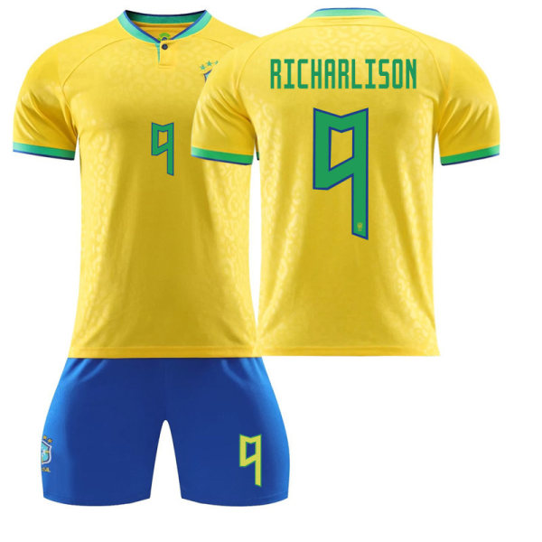 22-23 Brasilien hjemmebanetrøje nr. 10 Neymar 20 Vinicius 9 Charlesson 18 Jesus dragttrøje 2223 Brazil home number 9 #2XL