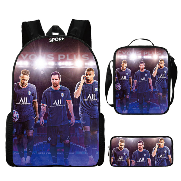 3-osainen Messi ja Ronaldo reppusetti, opiskelijan jalkapalloreppu, 3D-tulostettu reppu style 1
