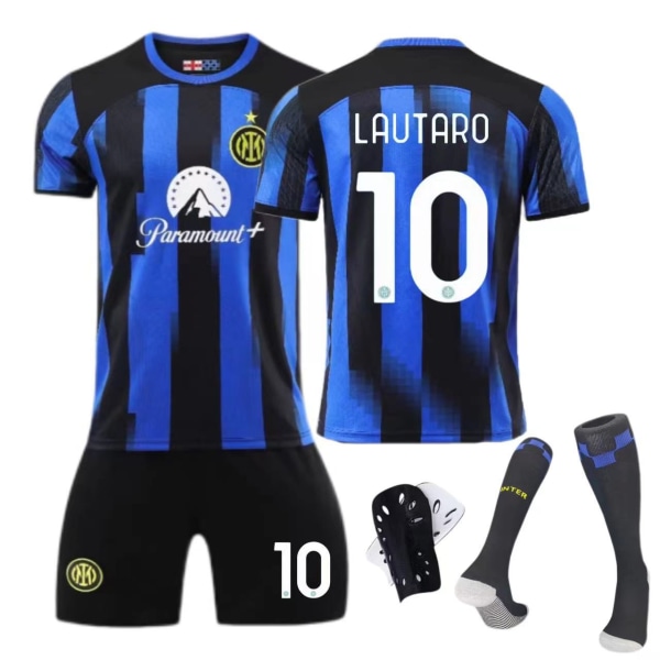 23-24 Inter Milan hemmatröja nr 10 Lautaro 9 Zeko fotbollsdräkt för vuxna för barn No. 10 socks + protective gear M