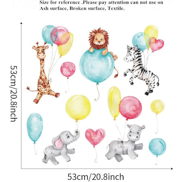 Akvarell Elefant Ballong Veggklistremerker for Barnerom Baby Barnehage Romdekorasjon Veggdekor Dyrebarn Hjemmedekor Plakat - -