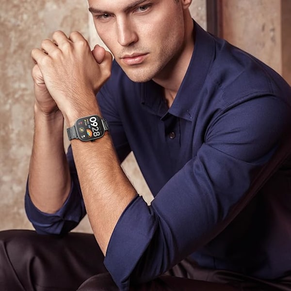 Yhteensopiva ranneke Xiaomi Redmi Watch 4/Xiaomi Mi Band 8 Pro:lle, ruostumattomasta teräksestä valmistettu ranneke, säädettävä solki