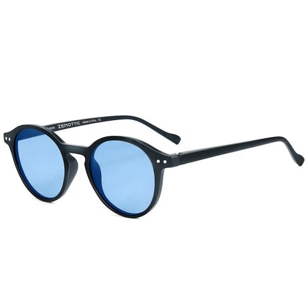 2024 Stilfulde Runde Retro Klassiske Multi-Style Udvalg UV 400 Polariseret Engrospris Solbriller til Mænd og Kvinder Tilpasset Logo C2 BLACK/BLUE Polarized HD Shades