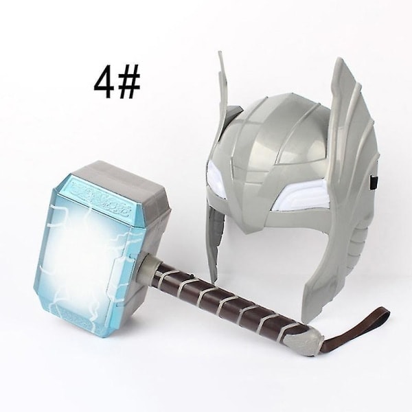 LED Light Revealing Sound Thor Hammer Mask Kids Toys Movable Dock F