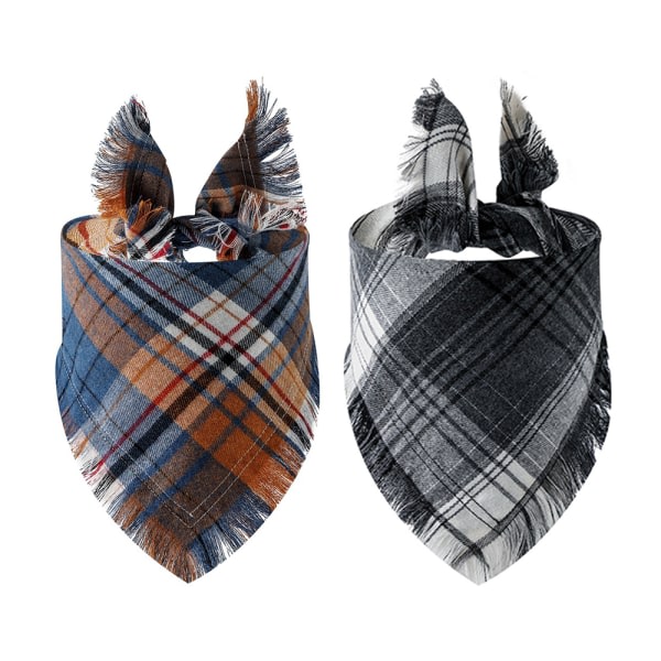 Rutete hundeshåndklær, 2 stk Reversible trekant hundeshalsduk B-65*45*45cm