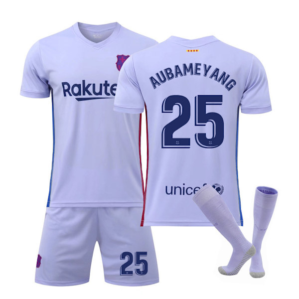 21-22 Barcelona vieraspaita nro 10 Messi nro 25 Aubameyang 21 De Jong 9 Depay jalkapalloasu Fati paita No. 25 with socks 16#