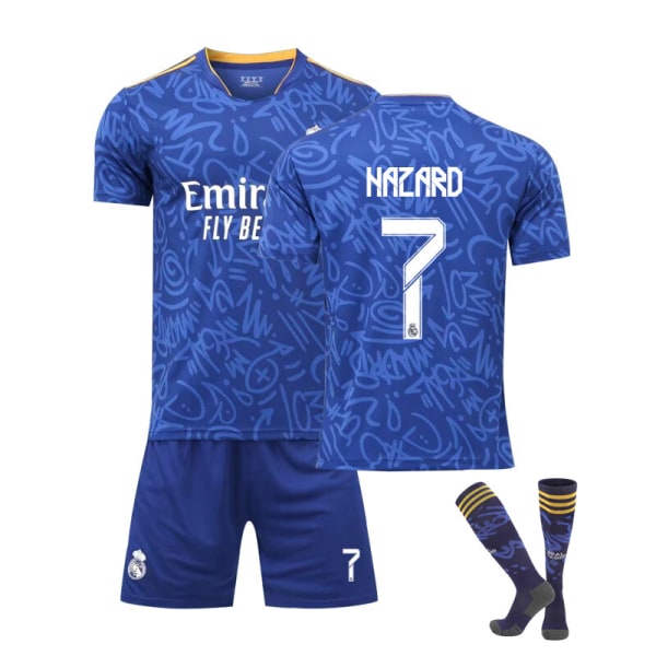 21-22 Real Madrid hjemmebanetrøje nr. 7 Ronaldo Madrid udebanetrøje Mbappe nr. 7 fodbolduniform holduniform træningsuniform nr. 9 21-22 Benzema No.9 (away) 28 yards