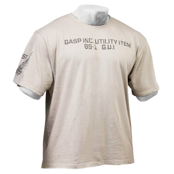 GASP Herre T-shirt Print Sommer Casual Kortærmet Tee Gym Sport Fitness Top Khaki Khaki M