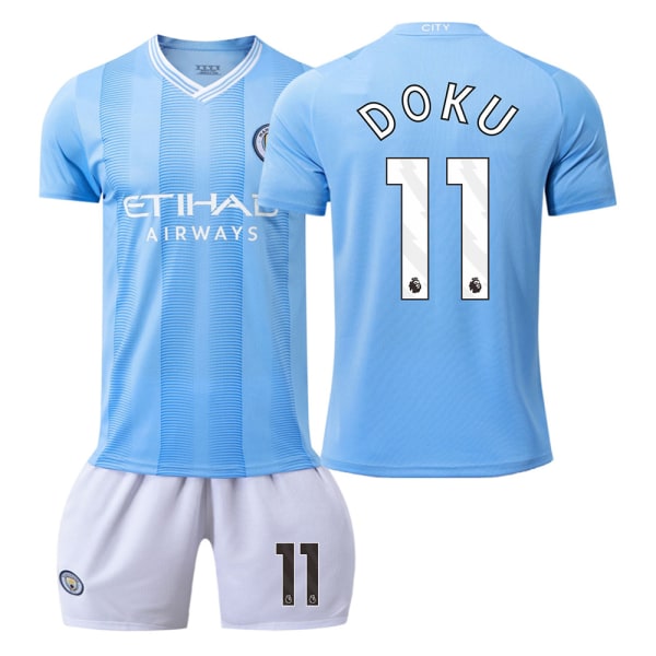 23-24 Manchester City hjemmebanetrøje nr. 9 Haaland 17 De Bruyne 10 Grealish fodbolduniform korrekt version af boldtøjet Home No. 11 L