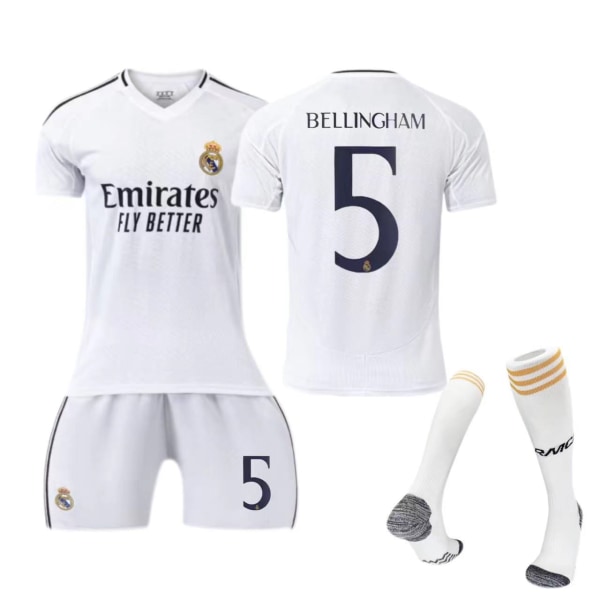 -Real Madrid hjemmebanetrøje 24-25 børne- og voksenfodboldsæt No size socks + protective gear 18