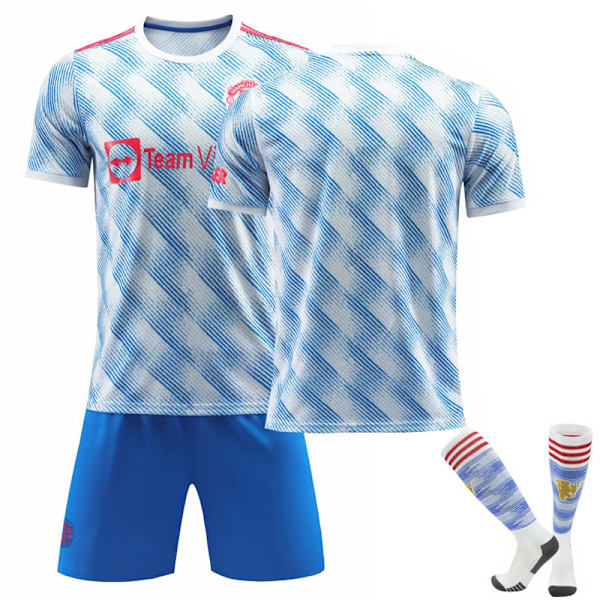 21-22 sæson Red Devils hjemme nr. 7 C Ronaldo blå trøje dragt fodbolduniform nr. 6 Pogba No number socks XS#