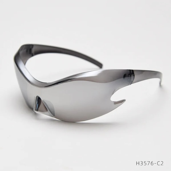 2024 Oversized Solbriller for Kvinner - Mote UV400 En-delt Polygon Solbriller for Kvinner Punk Goggle man solbriller C2 picture