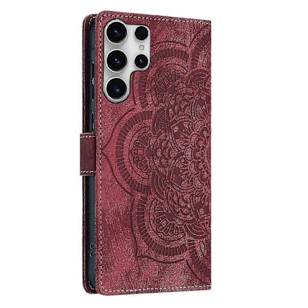 Frosted Læder Etui til Mandala Emed Retro Telefon Rød(FQ) For Samsung Galaxy S23 Ultra 5G Red