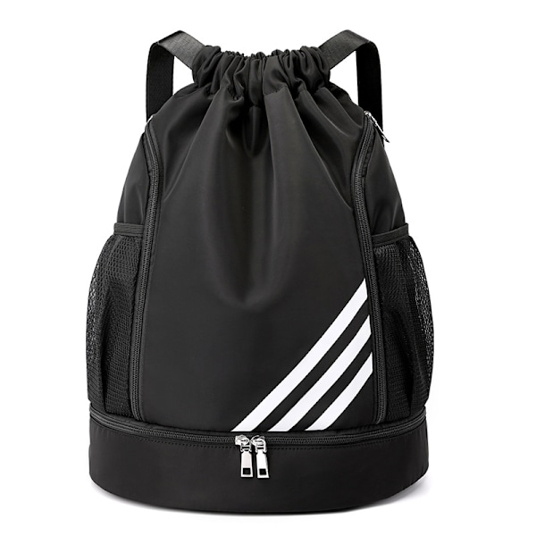 Sportssekk med stor kapasitet, fotballsekk, basketballsekk, vanntett Black