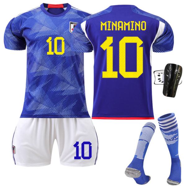 22-23 Japan hem VM fotbollströja nr 10 Minamino Takumi 15 Kamada Daichi 16 Tomiyasu Takehiro tröja No number socks #L