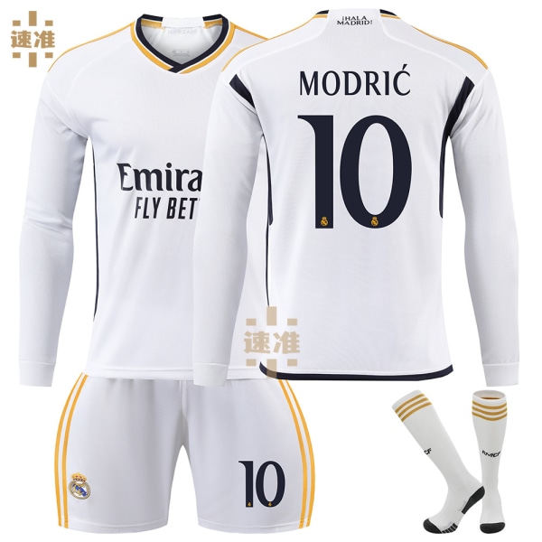 Real Madrid Langarmet Fotballdrakt Nr. 7 Vinicius 5 Bellingham 10 Modric Nr. 10 (23-24) Number 10 24