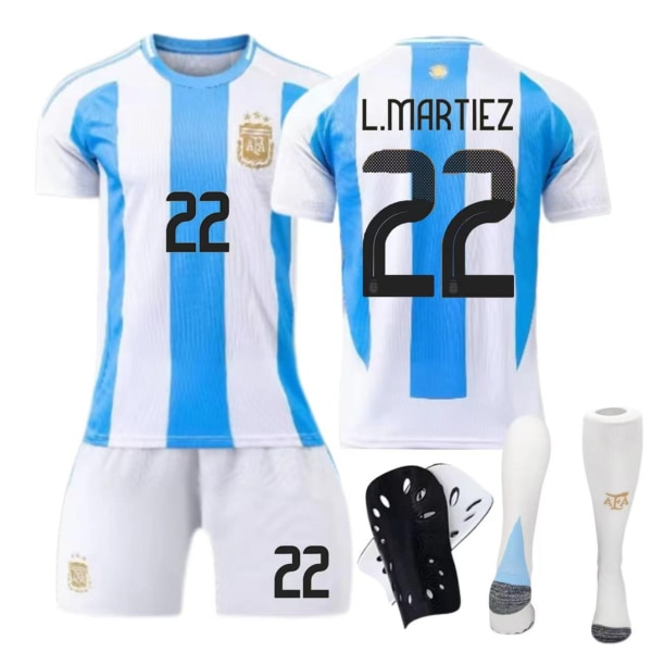 Amerikas cup - Argentina hemmatröja nr 10 Messi nr 11 Di Maria barn vuxen kostym sport No. 21 with socks + protective gear 22