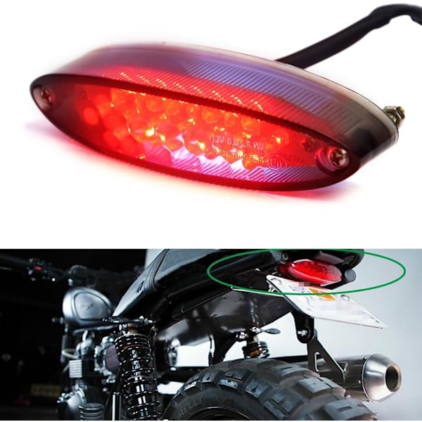 Motorsykkeltilbehør Røykte LED Bremslys Motorsykkeltilbehør Baklys Oval LED Signal Baklys